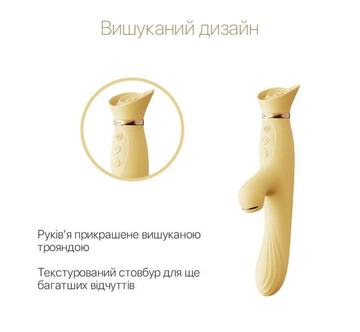 Вибратор с подогревом и вакуумной стимуляцией клитора Zalo - ROSE Vibrator Lemon Yellow
