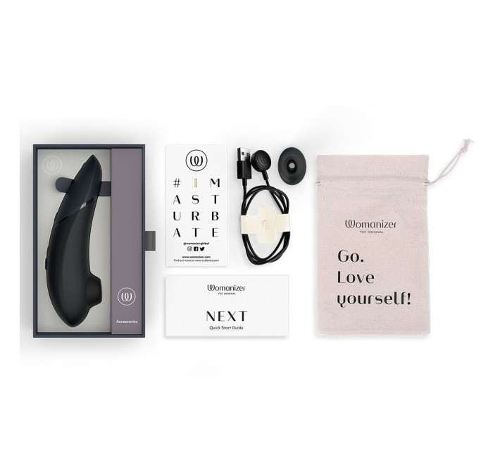 Вакуумный клиторальный стимулятор Womanizer Next Black, 3D Pleasure Air, 14 уровней интенсивности