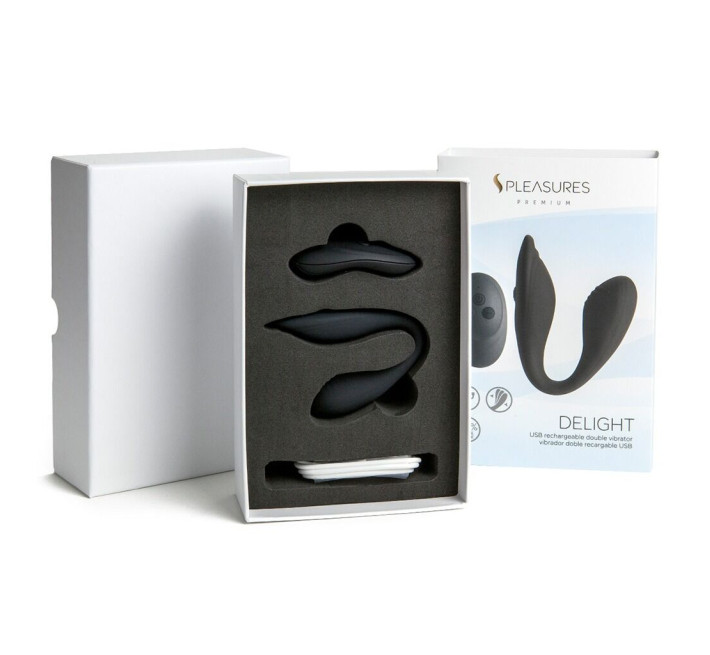 Подвійний вібратор S Pleasures Premium Delight, чорний, для клітора та точки G, 10 режимів