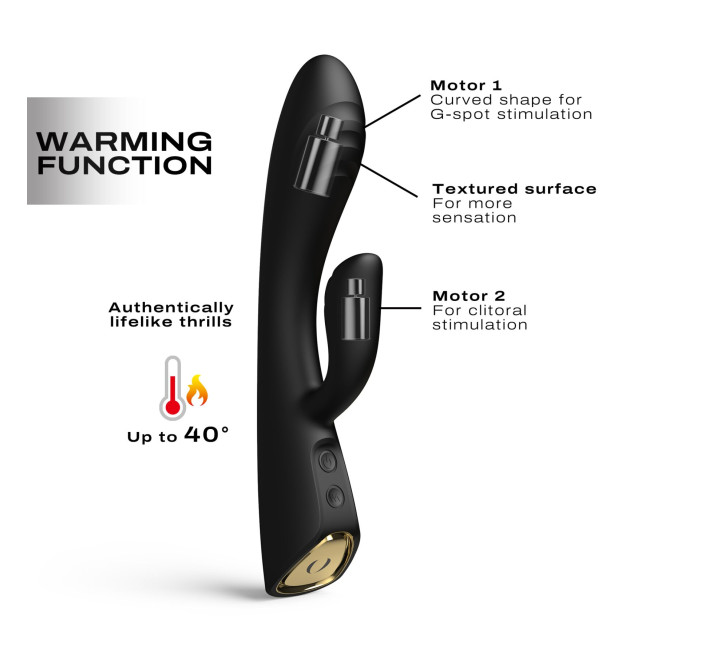 Вібратор-кролик з підігрівом Dorcel FLEXI RABBIT BLACK, гнучкий стовбур