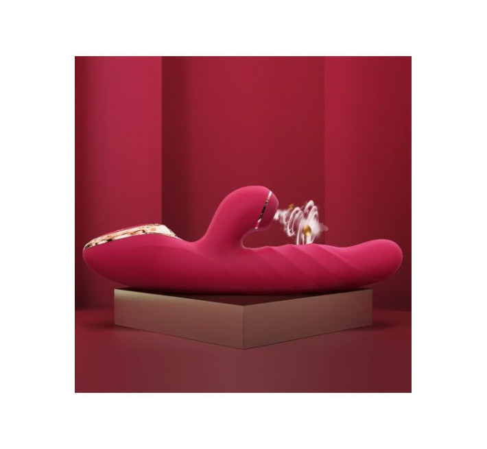 Вібратор-кролик з вакуумною стимуляцією і стволом, що обертається Kistoy A-King Max Червоний