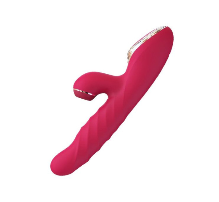 Вібратор-кролик з вакуумною стимуляцією і стволом, що обертається Kistoy A-King Max Червоний