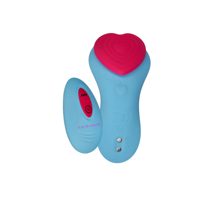 Вибратор в трусики FairyGasm HeartGem blue, на магните, пульт ДУ