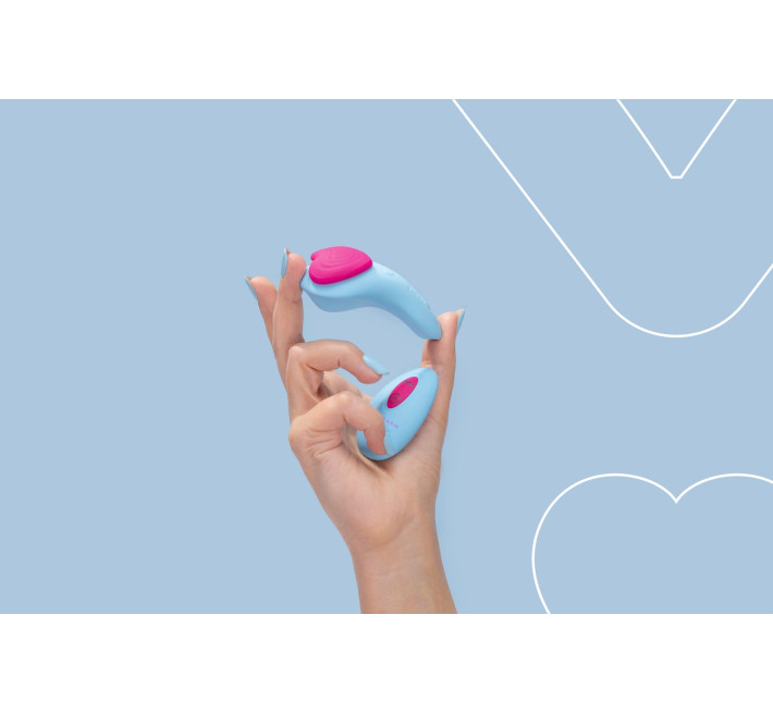 Вибратор в трусики FairyGasm HeartGem blue, на магните, пульт ДУ