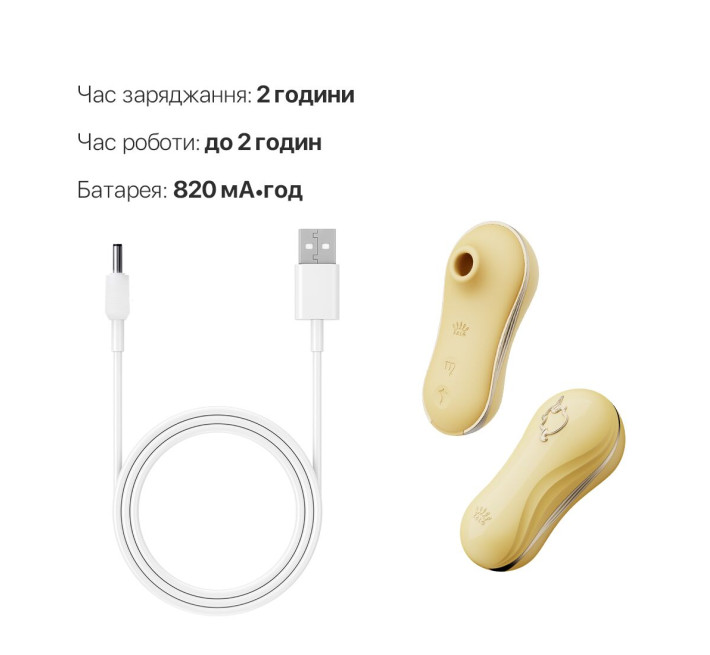 Набір 2в1 Zalo — UNICORN Yellow, віброяйце + вакуумний стимулятор