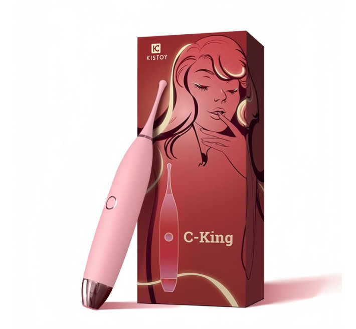 Клиторальный вибратор KISTOY C-King Pink, с двумя прил. насадками, мощная прицельная стимуляция