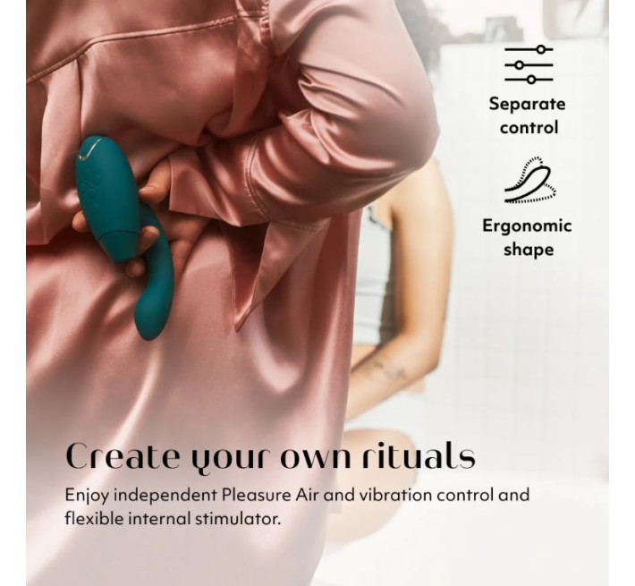 Інноваційний безконтактний вібратор-стимулятор Womanizer Duo 2 Petrol