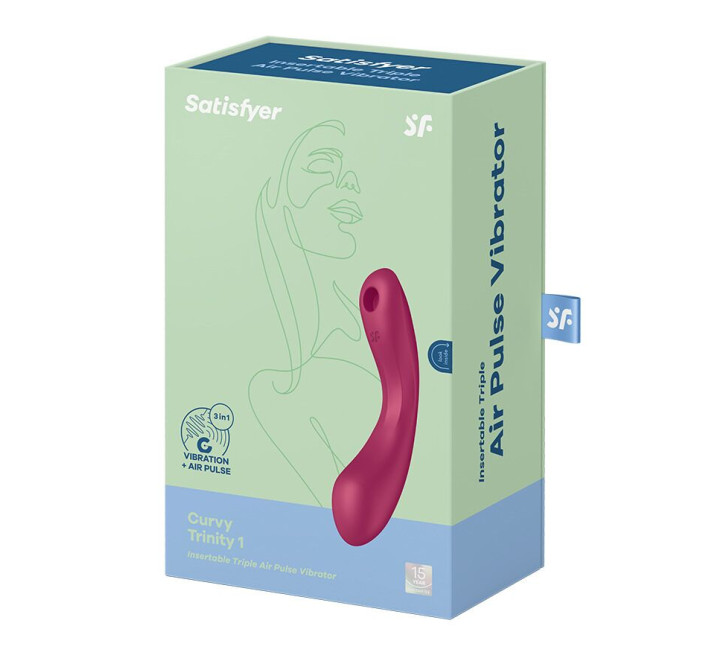 Вакуумный стимулятор с вибрацией Satisfyer Curvy Trinity 1 Red, игрушка 3в1