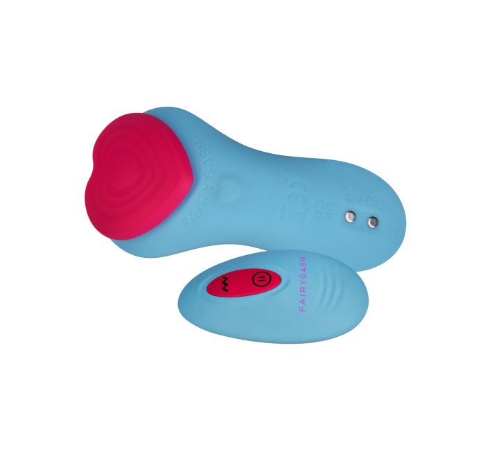 Вибратор в трусики FairyGasm HeartGem blue, на магните, пульт ДУ
