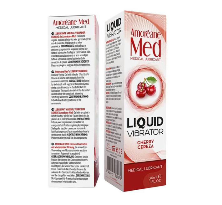 Лубрикант с эффектом вибрации Amoreane Med Liquid Vibrator Cherry 30 мл