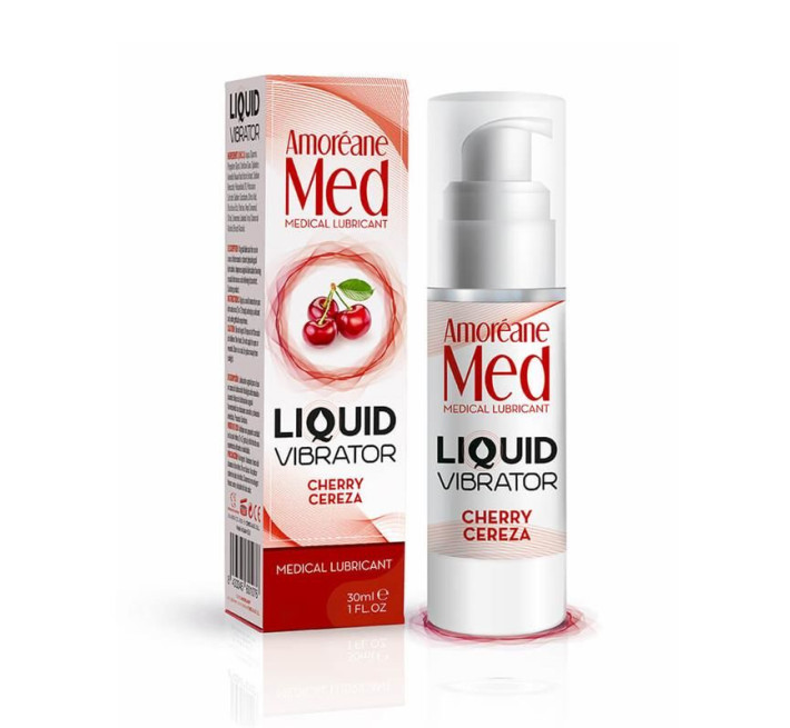 Лубрикант с эффектом вибрации Amoreane Med Liquid Vibrator Cherry 30 мл