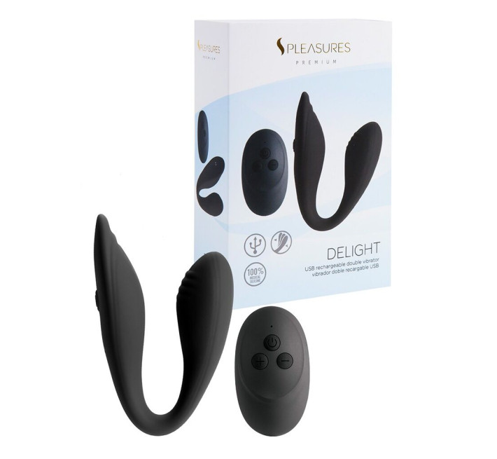 Подвійний вібратор S Pleasures Premium Delight, чорний, для клітора та точки G, 10 режимів