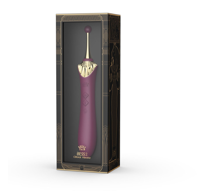 Мультифункціональний вібратор Zalo — Bess 2 Velvet Purple, 4 насадки, підігрів