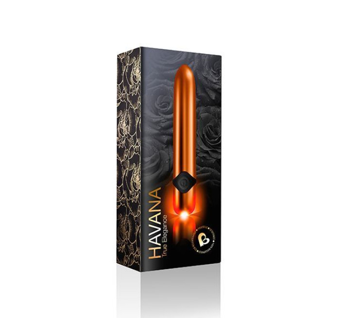 Потужний вібратор Rocks Off Havana Orange Gold з кольоровим LED-підсвічуванням