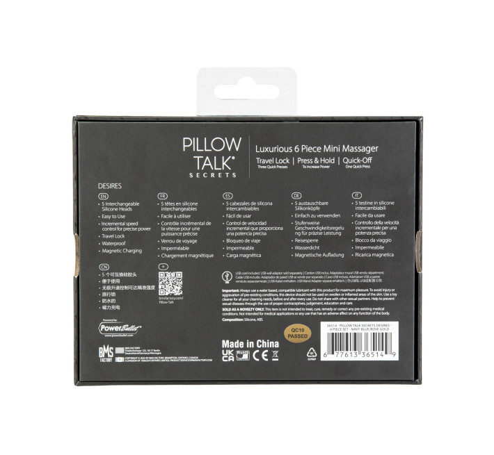 Вібромасажер Pillow Talk Secrets Desires 6-Piece Mini Massager Set - Navy
