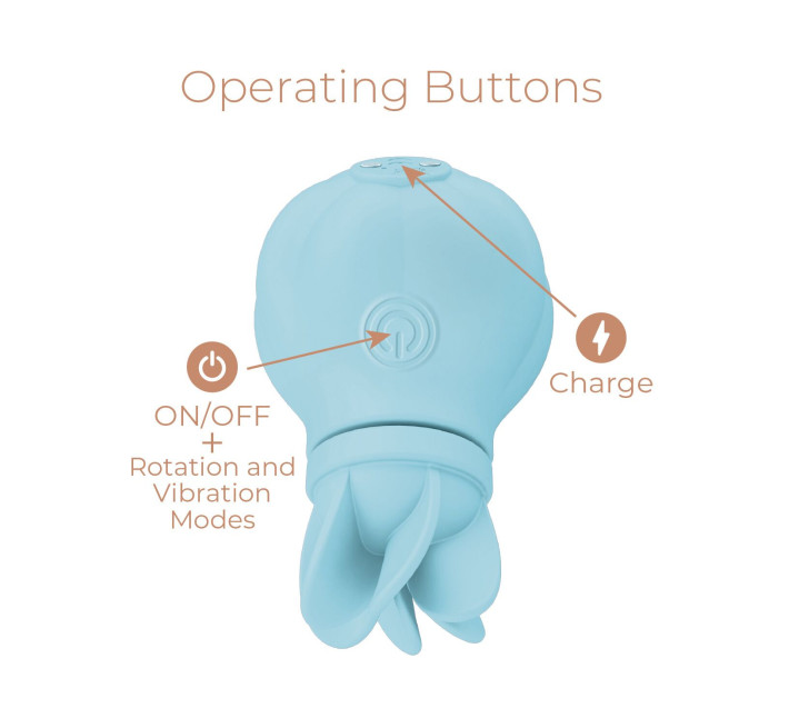 Вибратор Adrien Lastic Caress Blue с насадками для стимуляции вращающихся эрогенных зон.