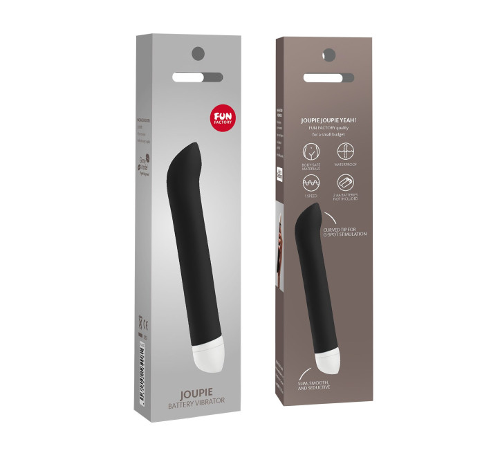 Вибратор для точки G Fun Factory JOUPIE, черный, диаметр 2,5 см, на батарейках