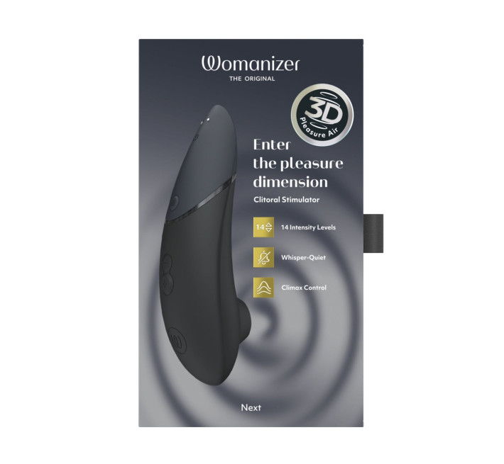 Вакуумный клиторальный стимулятор Womanizer Next Black, 3D Pleasure Air, 14 уровней интенсивности