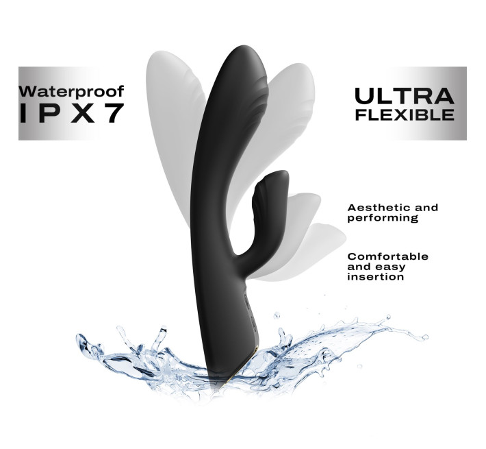 Вібратор-кролик з підігрівом Dorcel FLEXI RABBIT BLACK, гнучкий стовбур