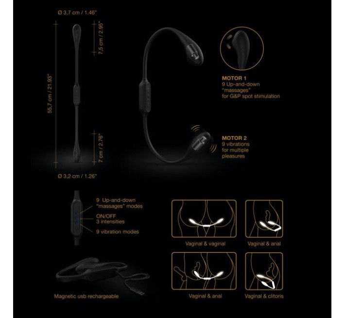 Вибратор на гибкой сцепке со стимуляцией пальчиком Marc Dorcel DUAL EXPLORER