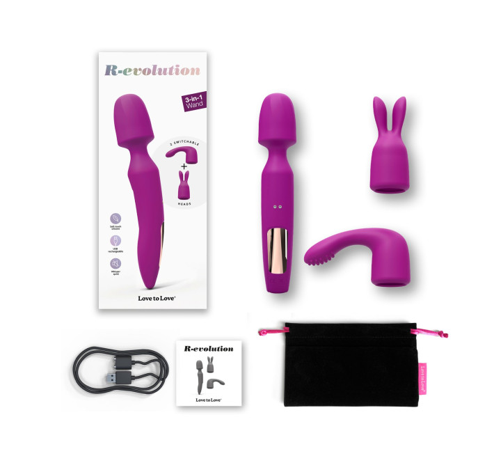 Вибромассажер с двумя насадками Love To Love R-EVOLUTION SWEET ORCHID, гибкая головка