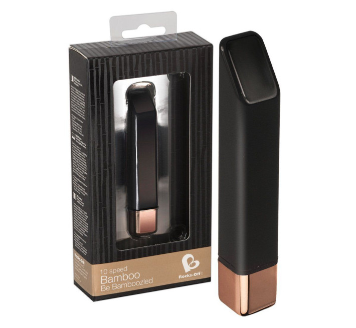 Вібратор Rocks Off Bamboo Чорний із Золотом