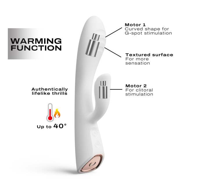 Вибратор-кролик с подогревом Dorcel FLEXI RABBIT WHITE, гибкий ствол