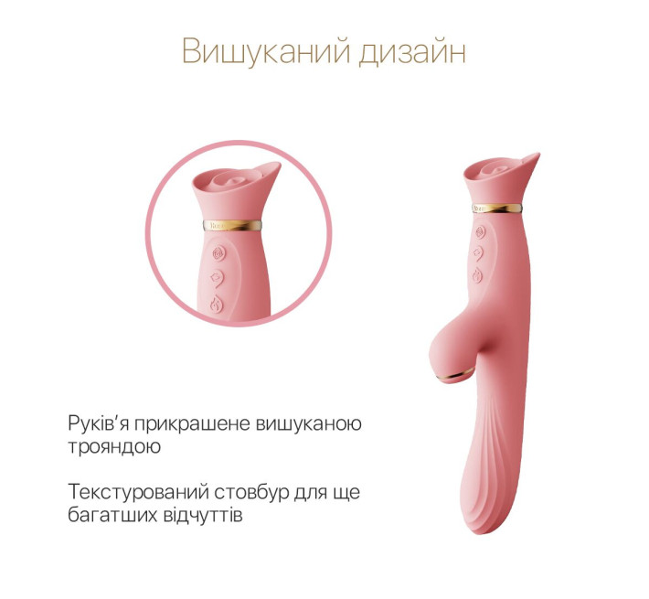 Вибратор с подогревом и вакуумной стимуляцией клитора Zalo - ROSE Vibrator Strawberry Pink