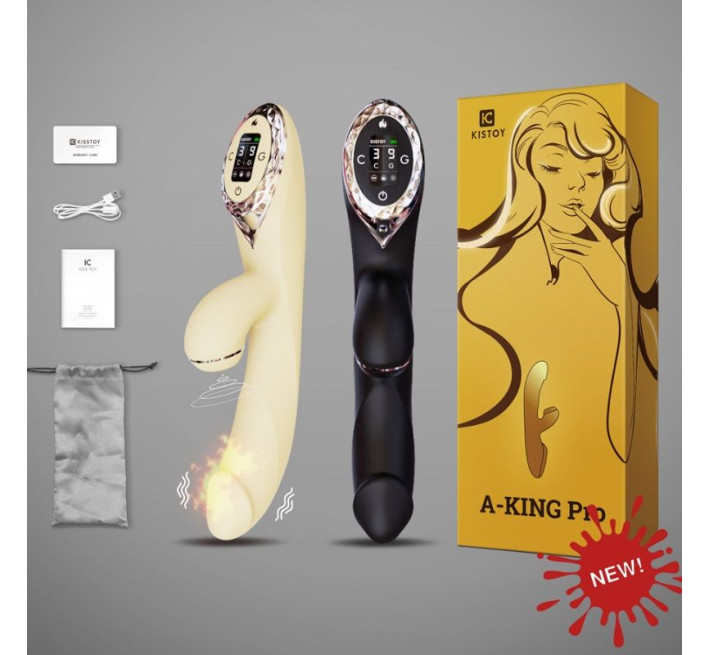 Вакуумный вибратор-кролик с подогревом KISTOY A-King Pro Black с LED-экраном.