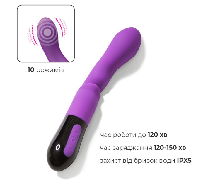 Вібратор Adrien Lastic Nyx 2.0 стимуляція точки G і входу в піхву, що перезаряджається