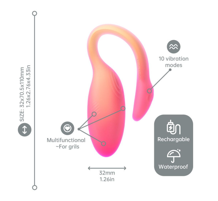 Смарт-виброяйцо Magic Motion Flamingo Max Orange 2 в 1: виброяйцо и тренажер Кегеля, 10 режимов