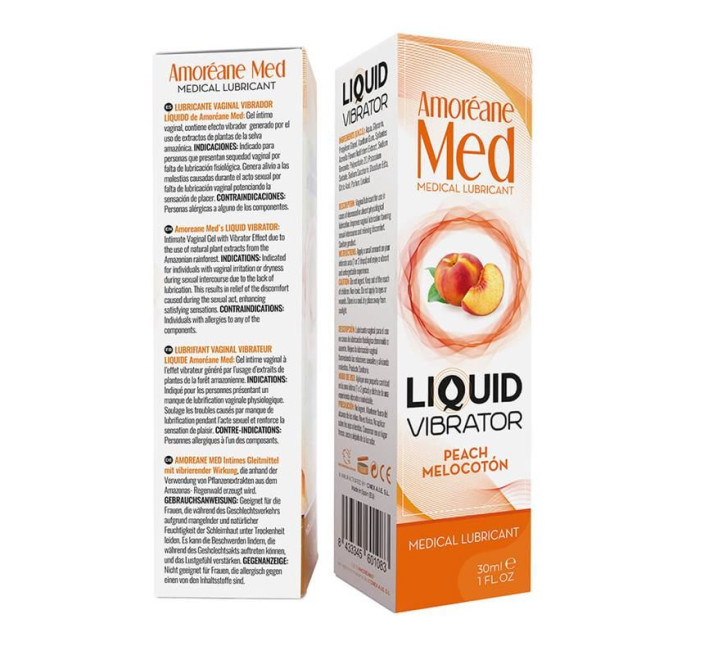 Лубрикант с эффектом вибрации Amoreane Med Liquid Vibrator Peach 30 мл