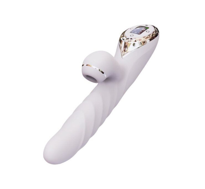 Вибратор-кролик с вакуумной стимуляцией и вращающимся стволом Kistoy A-King Max Белый