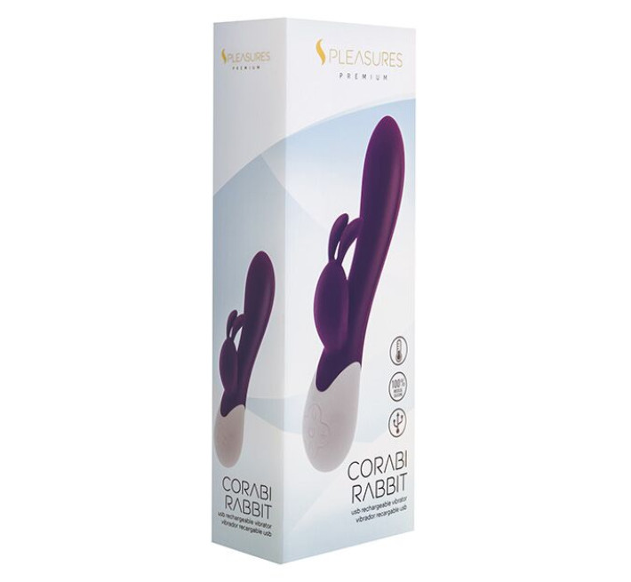 Вібратор-кролик S Pleasures Premium Corabi Rabbit, фіолетовий, вушка для клітора, 16 режимів, нагрів