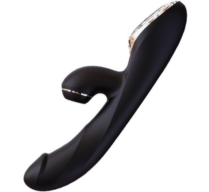 Вакуумный вибратор-кролик с подогревом KISTOY A-King Pro Black с LED-экраном.