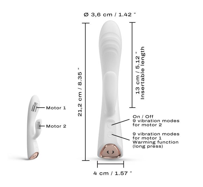 Вибратор-кролик с подогревом Dorcel FLEXI RABBIT WHITE, гибкий ствол