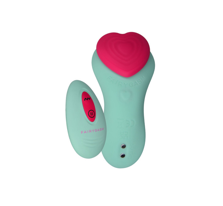 Вибратор в трусики FairyGasm HeartGem green, на магните, пульт ДУ
