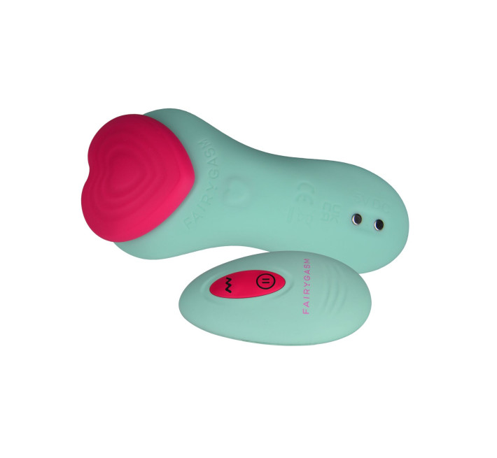 Вибратор в трусики FairyGasm HeartGem green, на магните, пульт ДУ