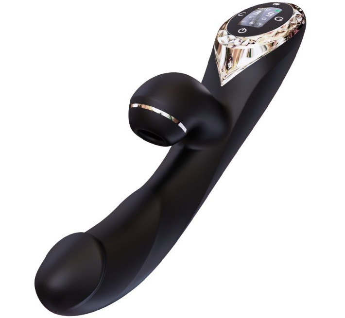 Вакуумный вибратор-кролик с подогревом KISTOY A-King Pro Black с LED-экраном.