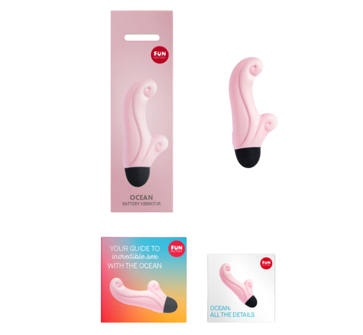 Вібратор-кролик Fun Factory OCEAN, ніжно-рожевий, для клітора та точки G, 6 режимів, на батарейках