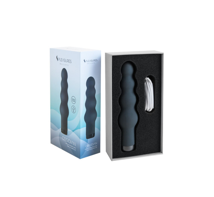 Вібратор S Pleasures Bullets Obsidian, чорний, у вигляді ряду кульок, 10 режимів, діаметр 4,2 см