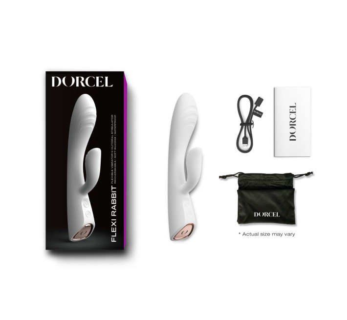 Вибратор-кролик с подогревом Dorcel FLEXI RABBIT WHITE, гибкий ствол
