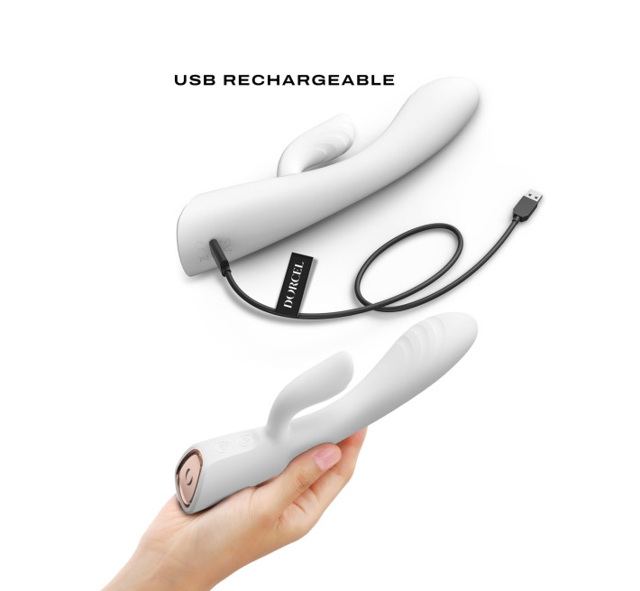 Вибратор-кролик с подогревом Dorcel FLEXI RABBIT WHITE, гибкий ствол