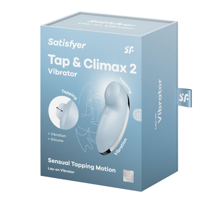 Вібростимулятор-пульсатор Satisfyer Tap & Climax 2 Blue, ефект постукування пальцем