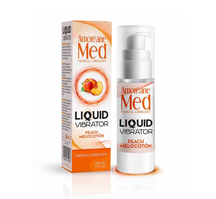 Лубрикант с эффектом вибрации Amoreane Med Liquid Vibrator Peach 30 мл