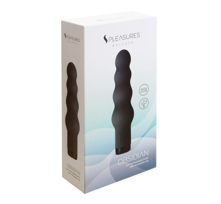 Вібратор S Pleasures Bullets Obsidian, чорний, у вигляді ряду кульок, 10 режимів, діаметр 4,2 см