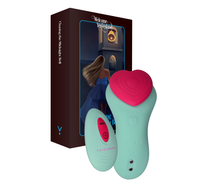 Вибратор в трусики FairyGasm HeartGem green, на магните, пульт ДУ