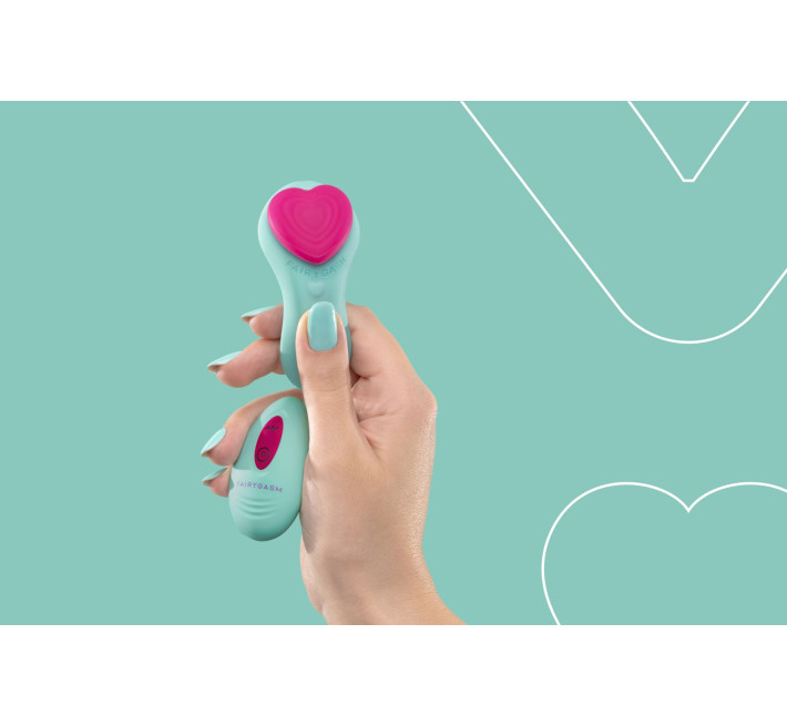 Вибратор в трусики FairyGasm HeartGem green, на магните, пульт ДУ