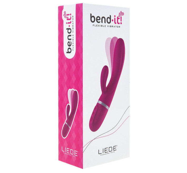 Вібратор-кролик Liebe Bend It Plus Cerise, гнучкий, 2 мотори, 10 режимів