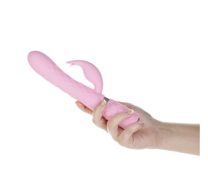 Роскошный кролик с ротацией и вибрацией Pillow Talk Lively Pink, кристалл Сваровски